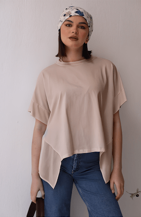 Asymmetric T-shirt – Beige