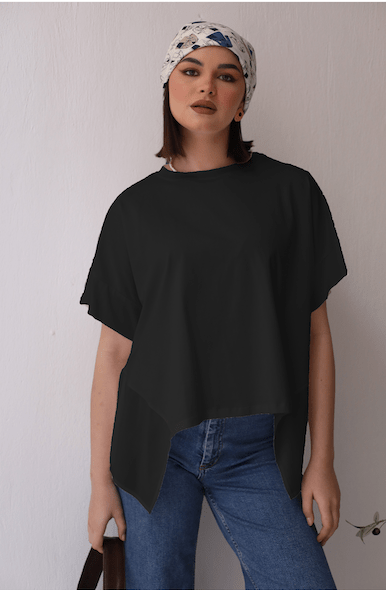 Asymmetric T-shirt – Black