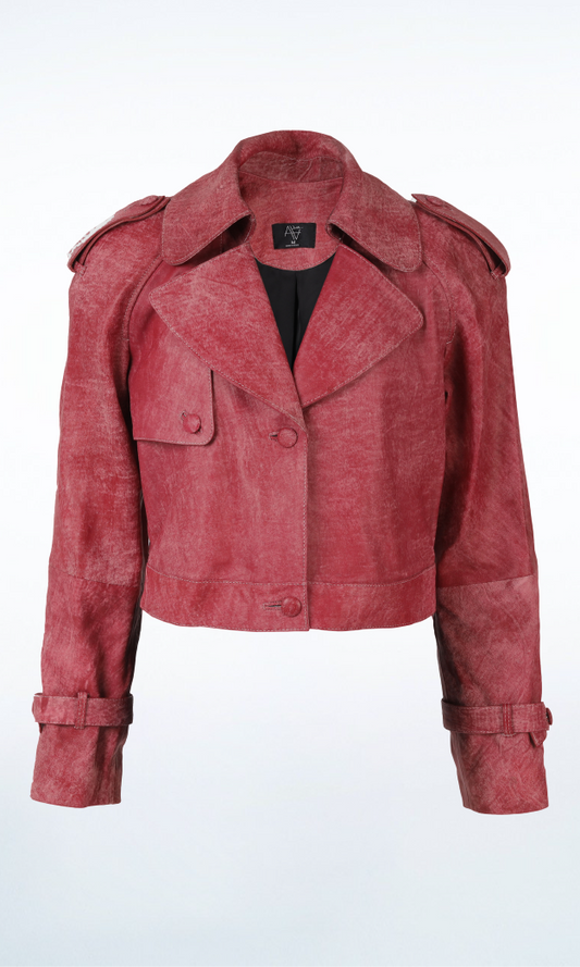 Audax Leather Jacket Washed – Red