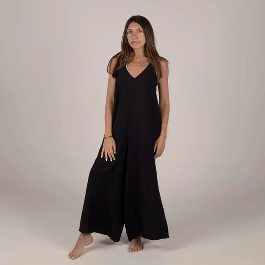 The Cutout Back Beach Jumpsuit – Black
