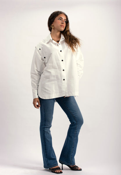 Convertible Sleeves Shirt – Beige