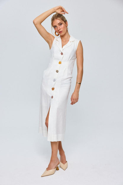 Button-Up Dress - Light Beige